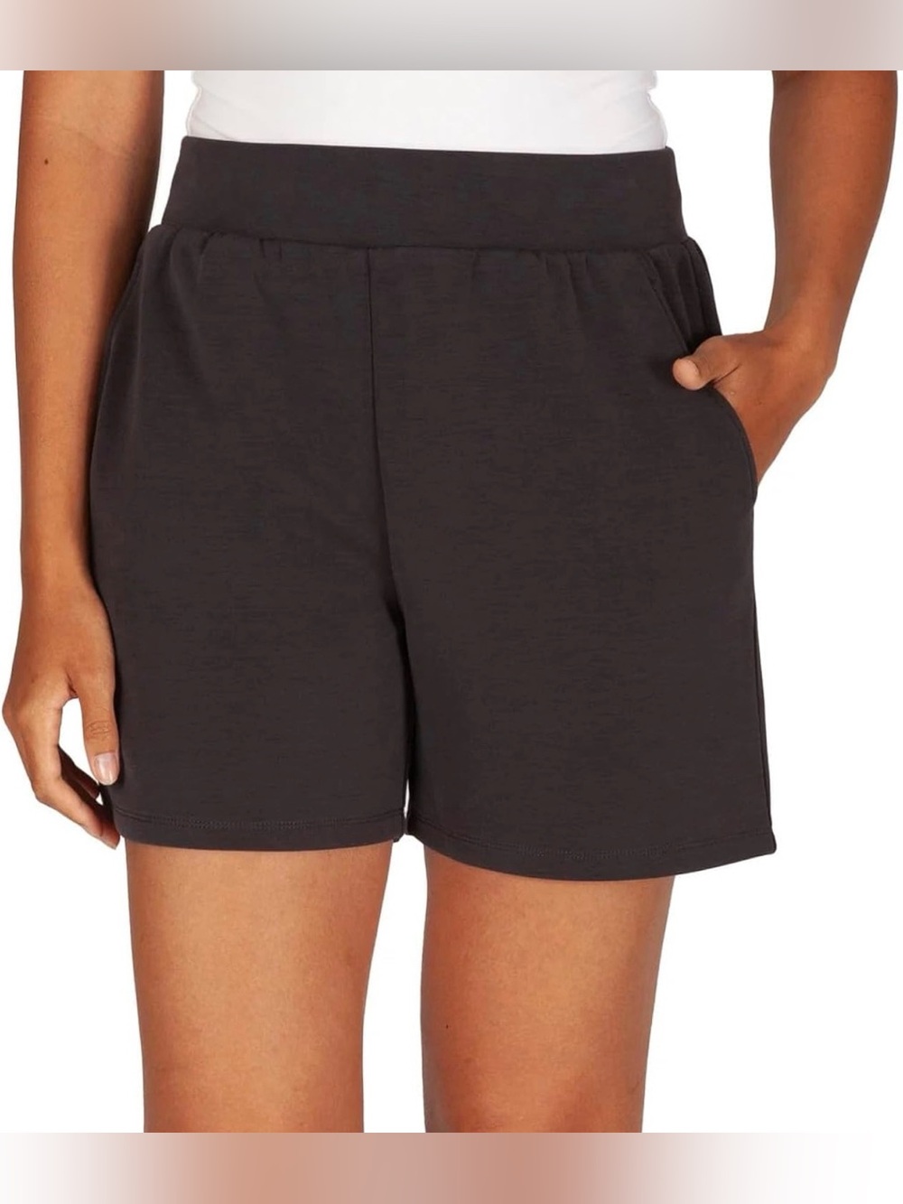 NWT Women's Charcoal LazyPants Athletic Pull-On Shorts with Pockets super soft S